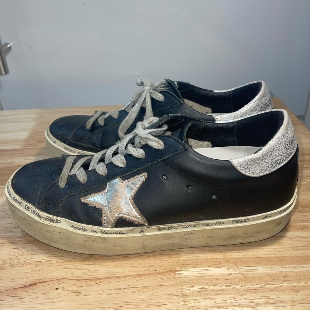 Golden Goose Hi-Star Sneaker in Black/Silver